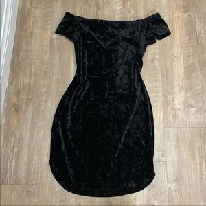 Black off the shoulder mini dress